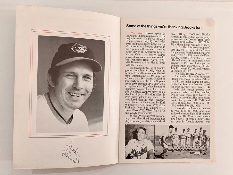 Official Program "Thanks Brooks" Day 9/18/77 - Image 2 of 4
