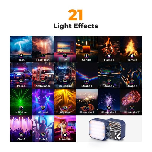 K&F CONCEPT RGB LED Video Light Full Color Panel DSLR Camera Blue Openbox - Picture 5 of 7