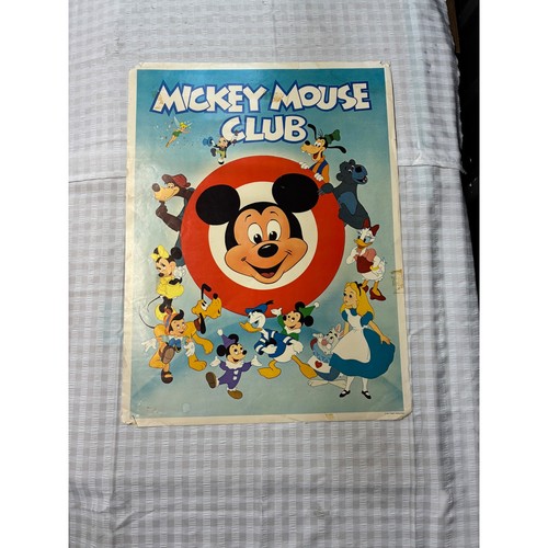 Vintage Mickey Mouse Club Disney Characters Poster Walt Disney Productions Art