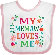 Inktastic My Memaw Loves Me Girl Grandchild Baby Bib Cute Outfit Clothing Infant