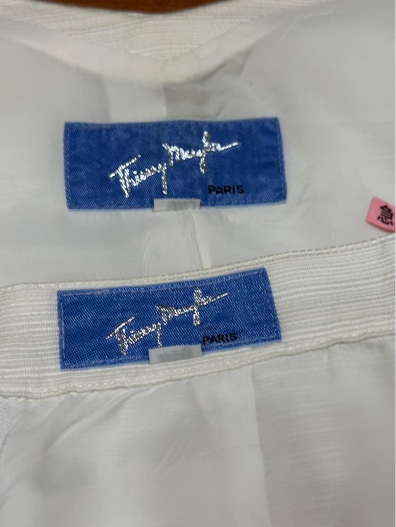 Used Thierry Mugler Jacket Skirt Set Up Women Size 9AR White Color Very Rare image 5