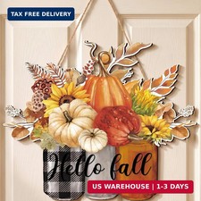 Hello Fall Thanksgiving Decoration for Home Door Sign Thanksgiving Wooden Hangin