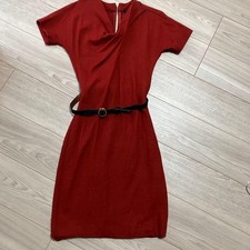 Gucci Red Short Sleeve Dress Waist Belt Stylish Used