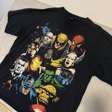 Vintage Y2K Marvel Mad Engine X Men Avengers Collage T Shirt Black Men  s Size XL
