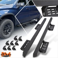 For 19-24 Silverado/Sierra Crew Cab Steel Nerf Bar Running Board w/Lowered Steps