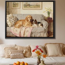 Golden Retriever Dog Artwork Oil Painting Canvas Living Room Decor Pet Print