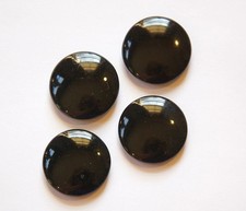 Vintage German Jet Black Glass Cabochon 23mm cab720D