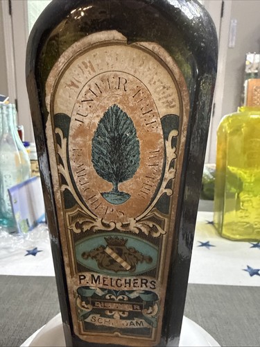 P. MELCHERS OLIVE GREEN CASE GIN BOTTLE