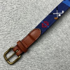 Smathers  Branson Belt Medium Navy Needlepoint Interlachen Country Club Brass