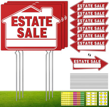 14Pcs Estate Sale Signs,17" X 13",Estate Sale Arrows Yard Sign Double Sided Wth