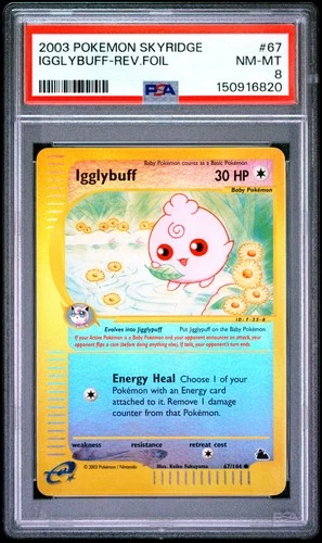 2003 POKEMON SKYRIDGE #67 IGGLYBUFF-REVERSE FOIL PSA 8