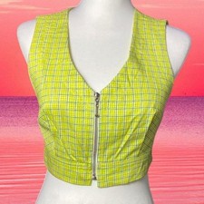 Vintage 90s Cropped Yellow Plaid Vest