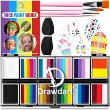 Drawdart Professional Face Painting Kit for Kids Adults, Split Cake Face Paint