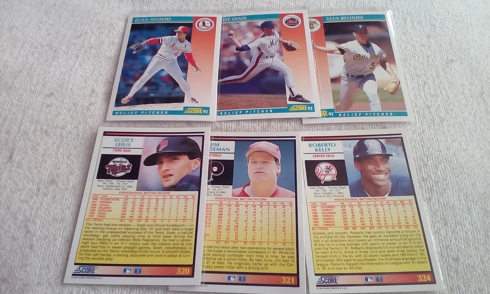 1992 Score  Baseball part. set 300's & 400's  Pick cards that you may want/need. - Image 3 of 4
