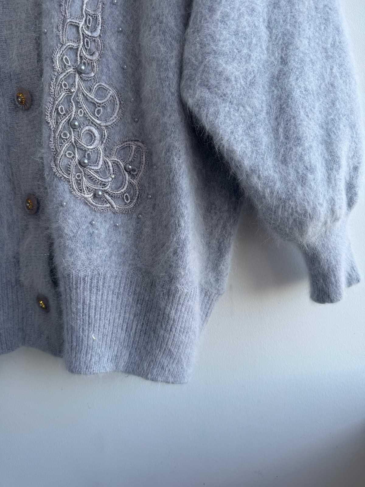 VTG RARE Lady Monica 80percent Angora Women’s Button Sweater Size L image 6