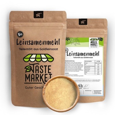 Bio Leinsamenmehl GRÖSSENAUSWAHL Goldleinsaat kaltgepresst Taste Market