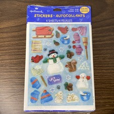 NIP VTG Hallmark Winter SNOWMAN / LET IT SNOW Stickers- 4 Sheets SEALED