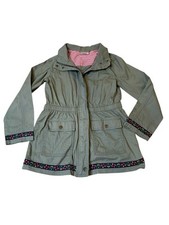 Hanna Andersson Green Floral Trim Lightweight Zip-Up Girl's Jacket Size 10/140