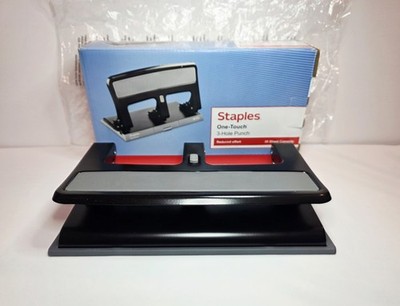 Staples ST 26614 One Touch 3-Hole Punch 30 Sheet Capacity Black Reduced Effort 