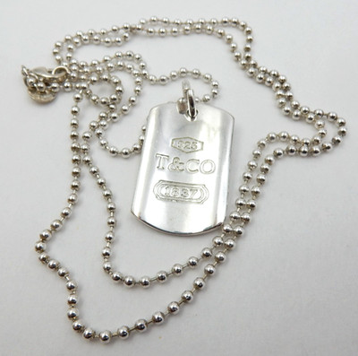 GENUINE TIFFANY & CO. STERLING SILVER 1837 DOG TAG PENDANT