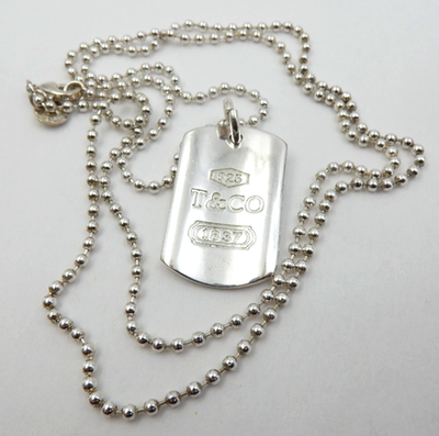 GENUINE TIFFANY & CO. STERLING SILVER 1837 DOG TAG PENDANT