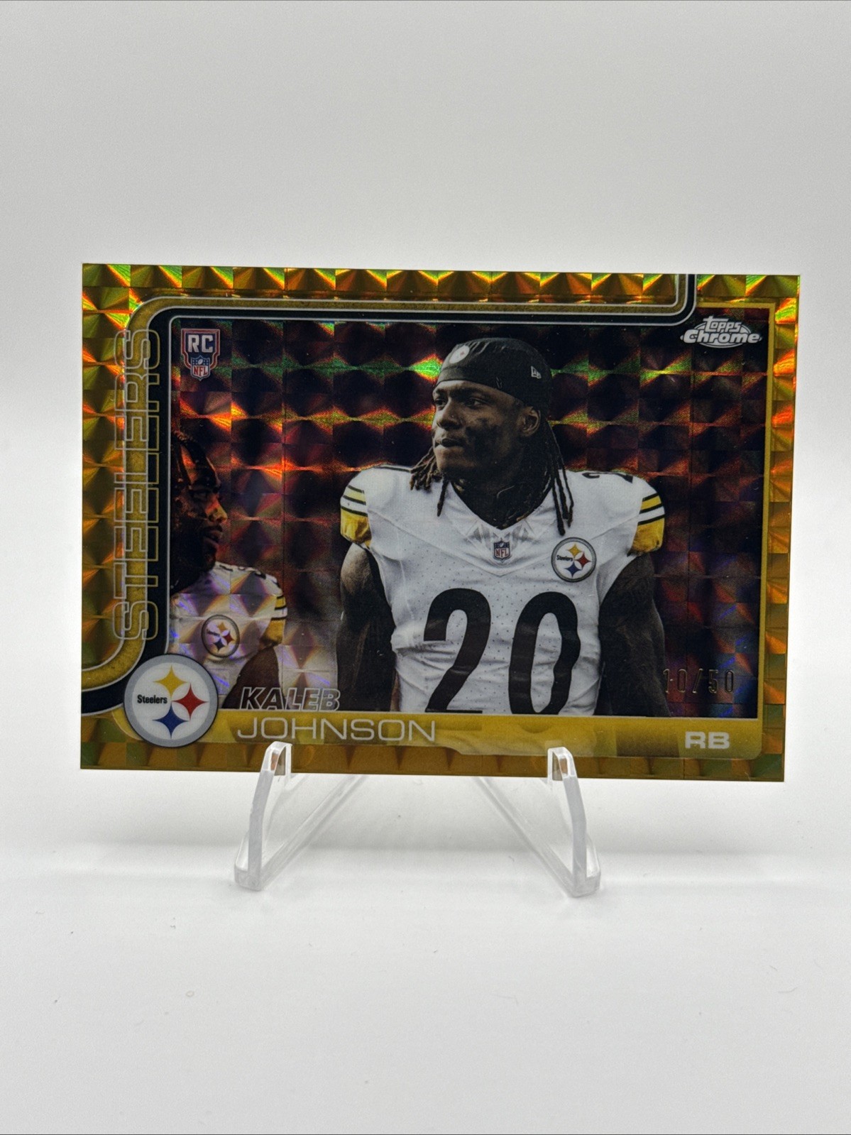2025 Topps Chrome Kaleb Johnson Rookie Variation RC Gold Geometric SP 10/50 #323