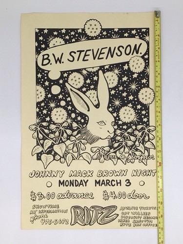 B.W. Stevenson at the Ritz Theater, Austin TX, Concert Poster 1975 - Picture 2 of 7