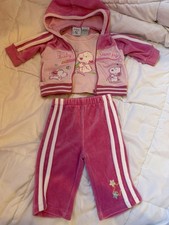 Baby Snoopy Vintage 3pc Pink Velour Hooded Zip Jacket Pants Set Snoopy 3-6M