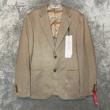 Calvin Klein Men Tan Solid 2 Button Mariano Slim Fit Sport Coat Blazer
