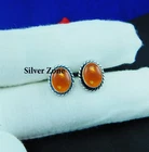 Amber Gemstone 925 sterling silver handmade jewelry Stud Earrings