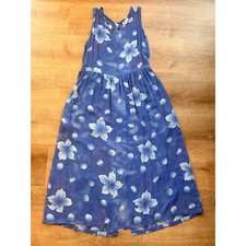 Vtg 1990s Dock of the Bay Hibiscus Floral Bubble Print Maxi Dress Size Large