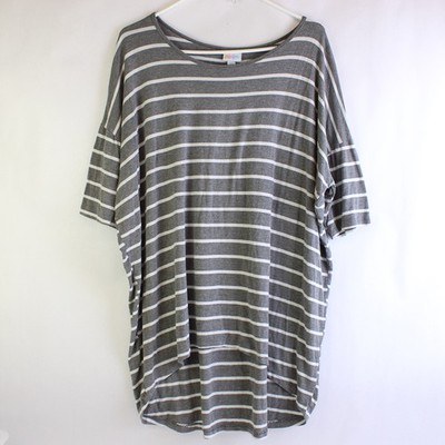 LuLaRoe Graues Und Weißes Gestreiftes High-Low T-Shirt Damen XL