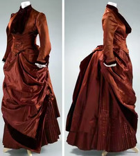 1860s Victorian Red Bustle Ball Gown Queen Princess Victorian Daily Dress Costum