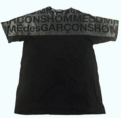Vintage AD2004 Comme des Garcons Homme Glossy Black Print T-Shirt Size M Archive