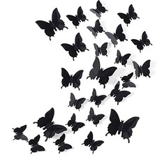 3D Butterfly Wall Decor, 48PCS Removable Mural Stickers Wall Stickers Black