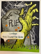 Halloween - Colorado CC - Skeleton Hand -Grave Stone-  handmade card By DEE