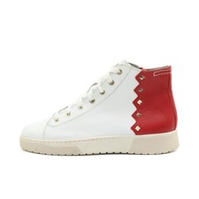 Geox Damen AB381 Sneaker weiß rot Leder Respira High-Top-Sneaker EU 38
