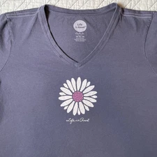 Life is Good Women’s Long Sleeve Crusher Tee Daisy Dark Blue XL Casual Cozy