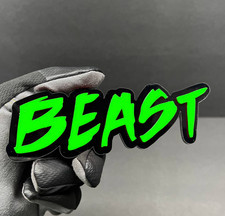 1pc Green Beast Custom Text 3d Car Emblem Multicolor Acrylic Car Badge Decal