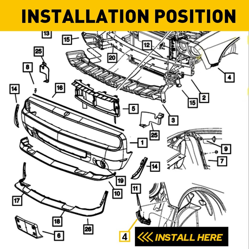 Front Bumper Bracket Mounting Kit For Chrysler 300 2011-2020 - Left & Right Side, Replaces 57010745AF & 57010744AE