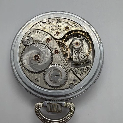 New ListingElgin 19J Adjusted BW Raymond Railroad Grade Antique 1901 Pocket Watch 18s Runs