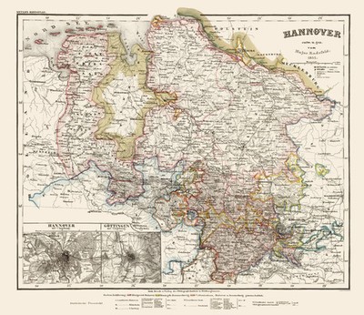 Historic Map - Hannover Germany - Radefeld 1851 - Vintage Wall Art
