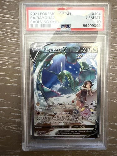 Pokémon 2021 Rayquaza V Full Art Ultra Rare Holo Evolving Skies 194/203 PSA 10