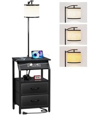End Table with Floor Lamp, Nightstand with Charging Station, Floor Lamp Table...