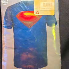 Men's Superman Logo Graphic Print T-Shirt Blue Short Sleeve Size XL Regular