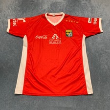 Charly Brand Club León 2009-10 Soccer Jersey Mens L Red White Mesh Detail V Neck