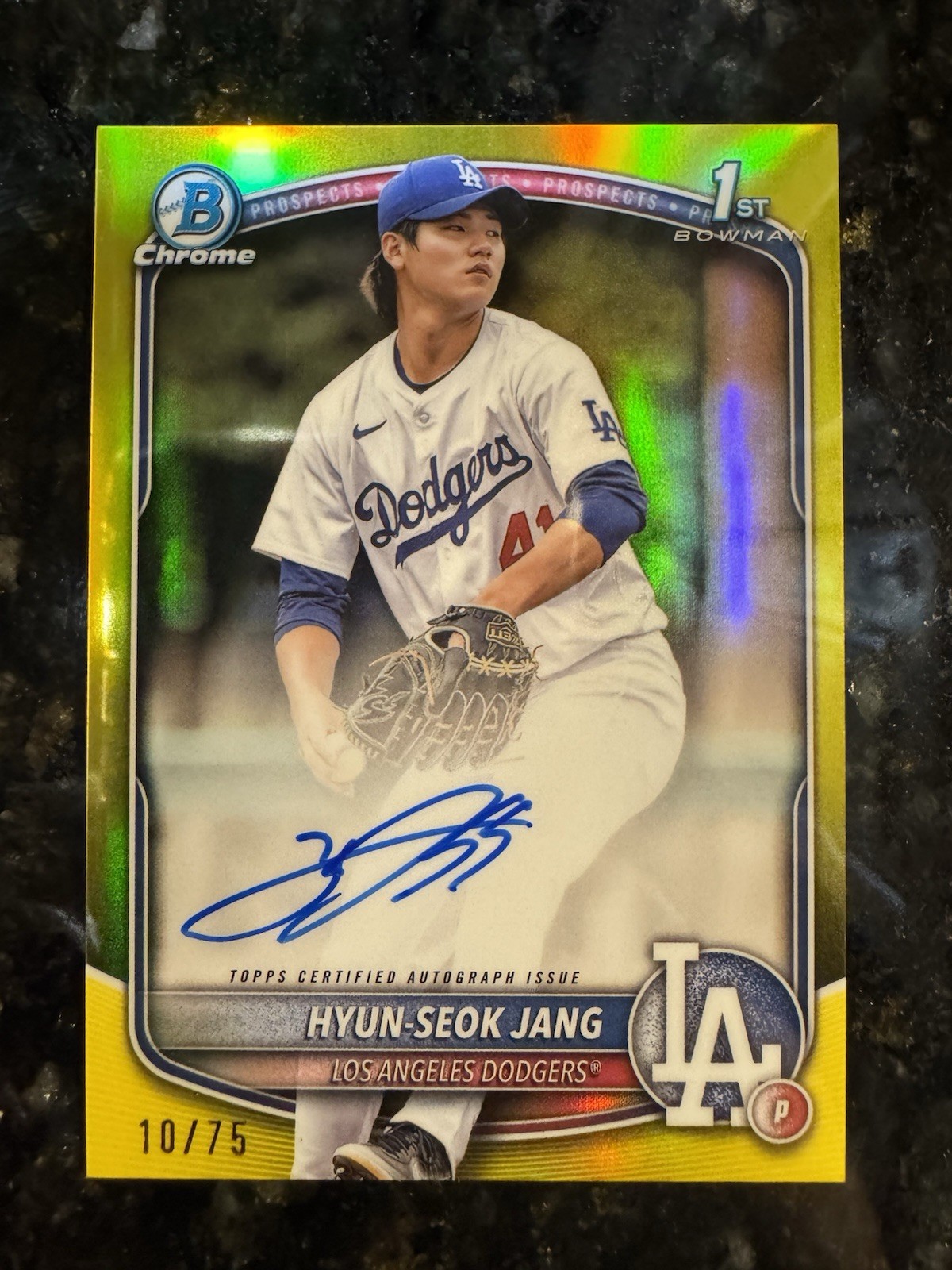 2025 Bowman Chrome Prospect Auto Hyun-Seok Jang 1st Yellow /75 🔥🔥🔥