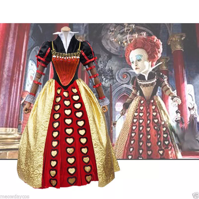 Alice in Wonderland Queen of Hearts Adult Cosplay Costume Halloween Fancy Dress
