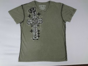 EIGHTY-EIGHT-BRAND-CROSS-amp-CROWN-BLACK-STITCHING-LARGE-GREEN-T-SHIRT-V1816
