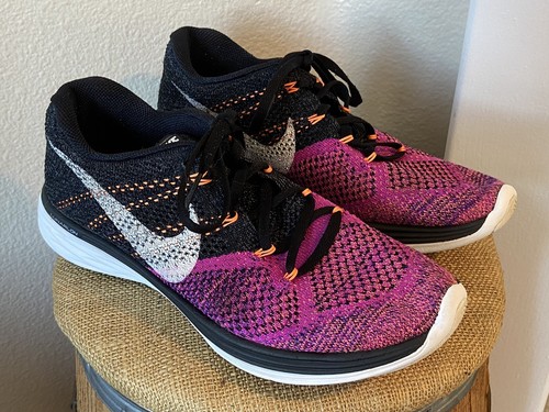 Nike Flyknit Lunar 3 698182-006 Negro/Púrpura/Naranja Zapatillas para mujer  Talla 10 | eBay